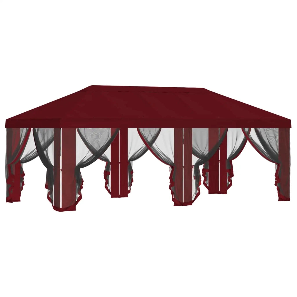 Copertura Gazebo con Pareti Laterali 6 x 3 m Borgogna 900420