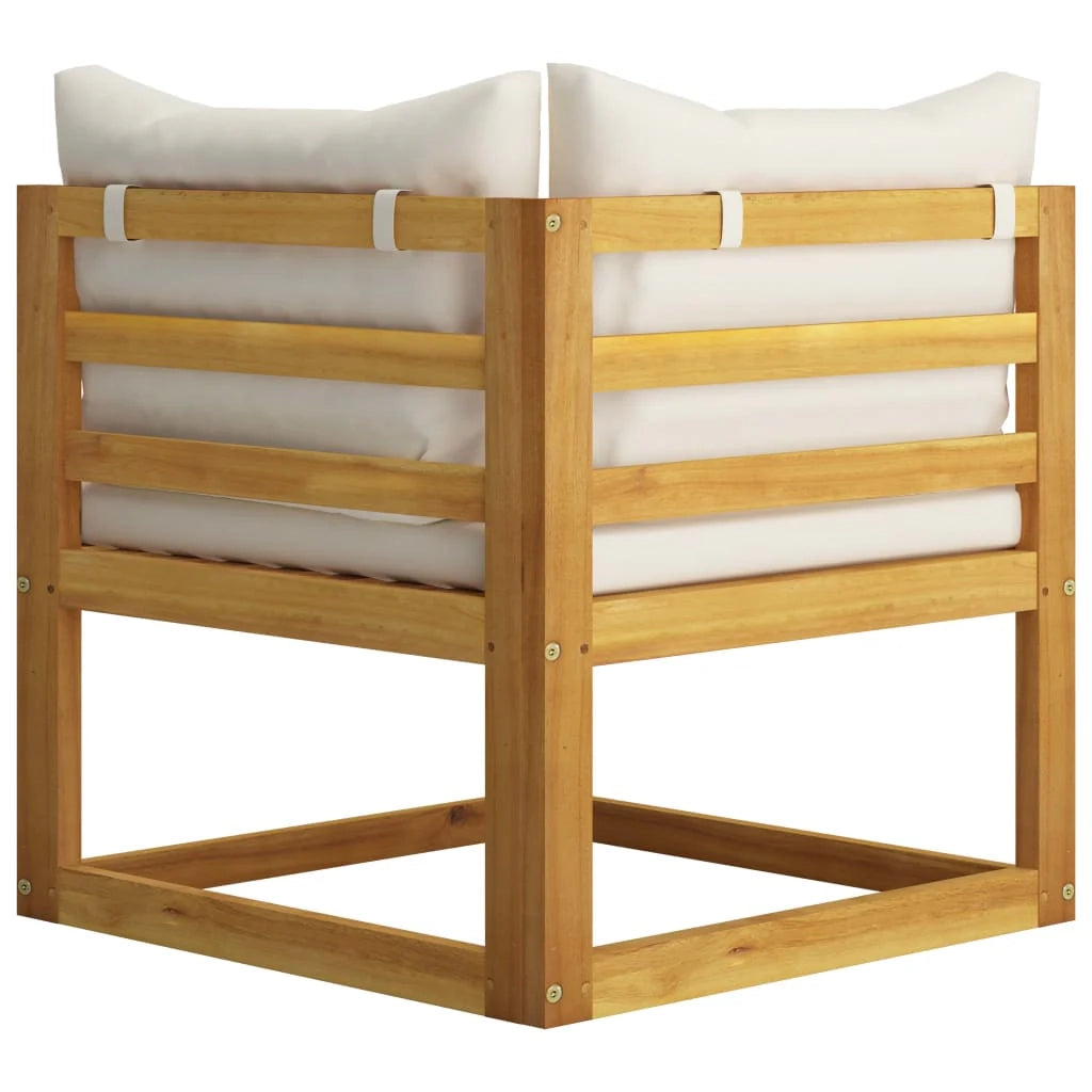 Panca da giardino 70 x 70 x 60 cm mobile da esterno per patio 2 posti con cuscini bianco crema 02_0011773