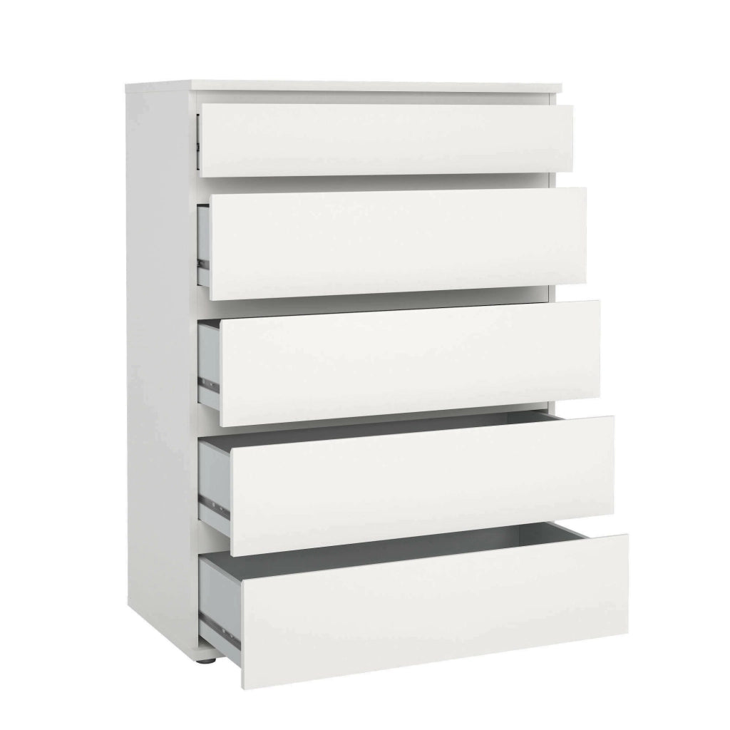 Cassettiera Arriba, Settimino multiuso, Comò camera da letto, Mobile con cassetti, 77x40 h107 cm, Bianco
