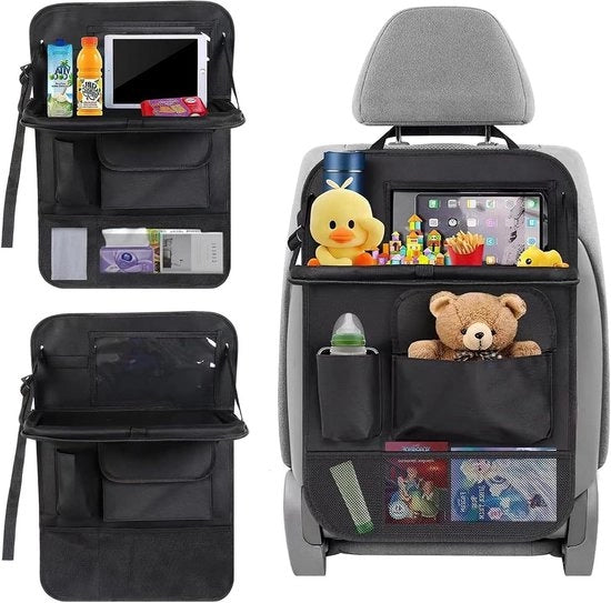 Organizzatore di Posteriore con Tavolo Pieghevole e Borsa per Tablet/Smartphone - Protezione per Auto per Bambini - Borsa di Stoccaggio Impermeabile Posteriore