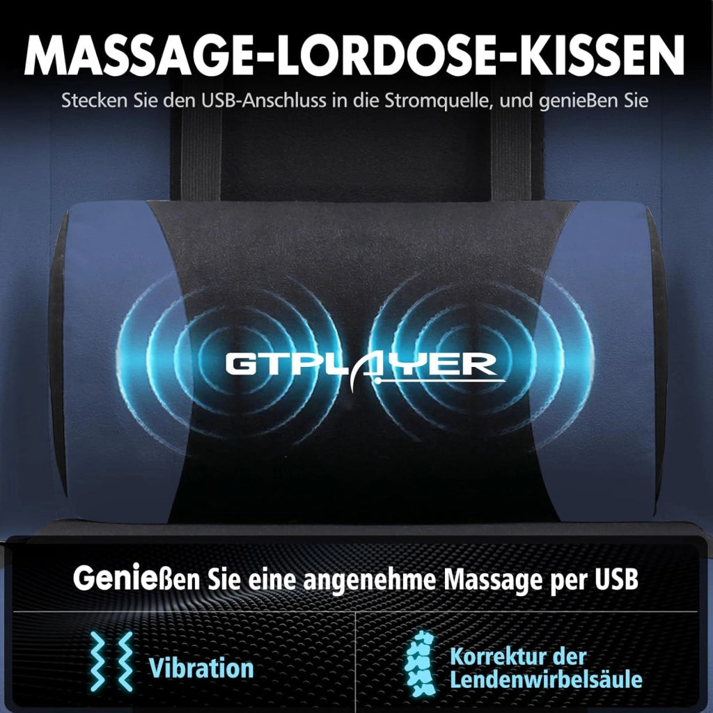 Sedia da gioco, sedia da ufficio, sedia ergonomica per PC, poltrona da gioco con supporto per massaggi, sedie task con poggiapiedi e poggiatesta, tessuto blu