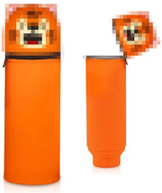 Etui in silicone con tema animale - carino 2-in-1 portasigarette in silicone morbido | Portasigarette e tappo per penne | Portasigarette per scuola e ufficio (tigre arancione)