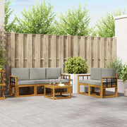 Set di divani da esterno 6 pcs Grigio Naturale e Chiaro