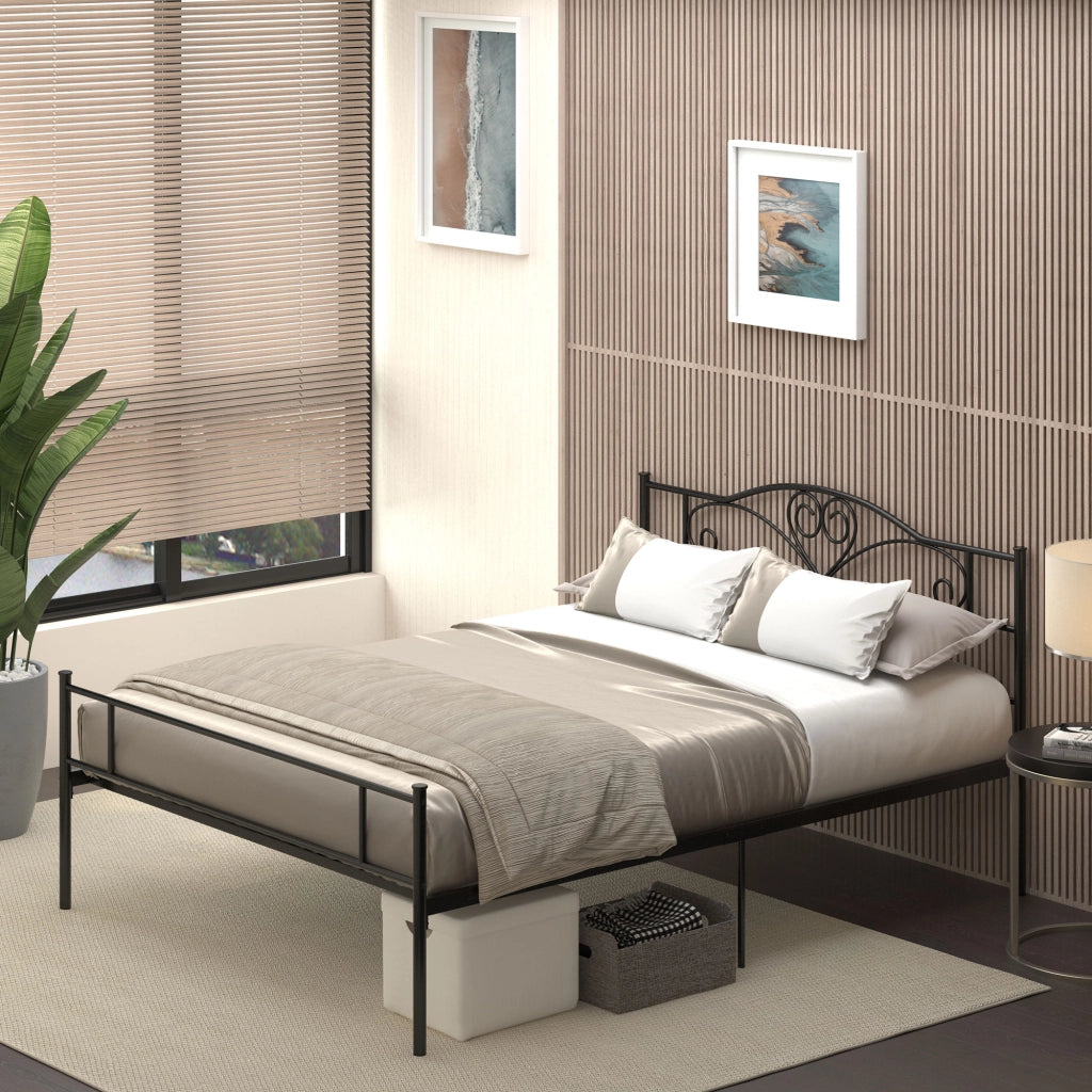 Struttura Letto Una Piazza e Mezza in Acciaio con Doghe Integrate, Testiera e Pediera, 140x200cm