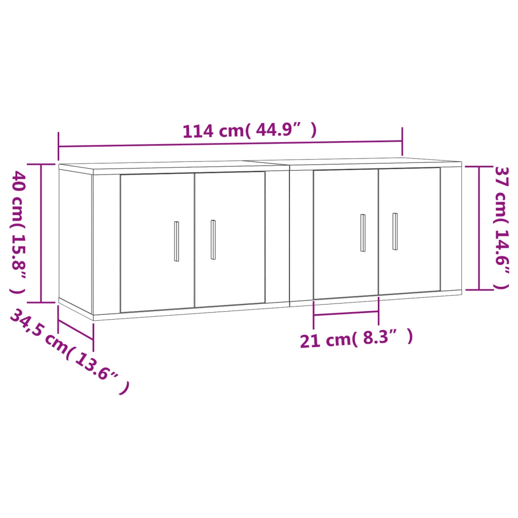 Mobili Porta TV a Parete 2 pz Grigio Sonoma 57x34,5x40 cm 3188340