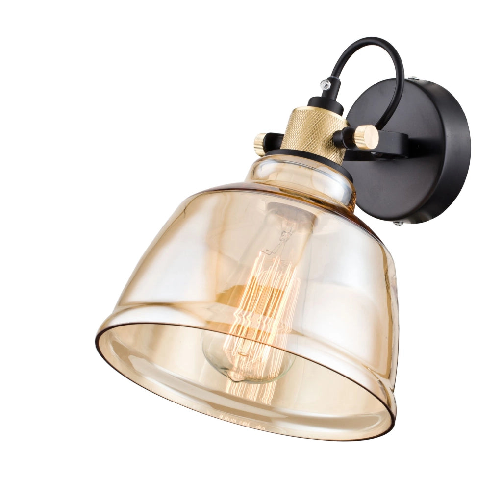 Maytoni Applique Vintage Irving 1 luce E27 nero metallo vetro ambra