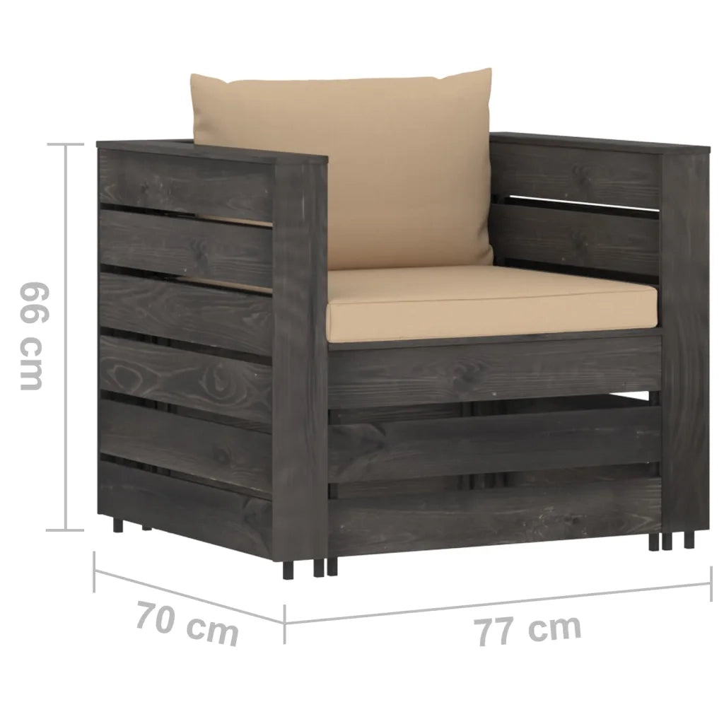 Set Divani da Giardino con Cuscini 2 pz Legno Impregnato Grigio cod mxl 43853