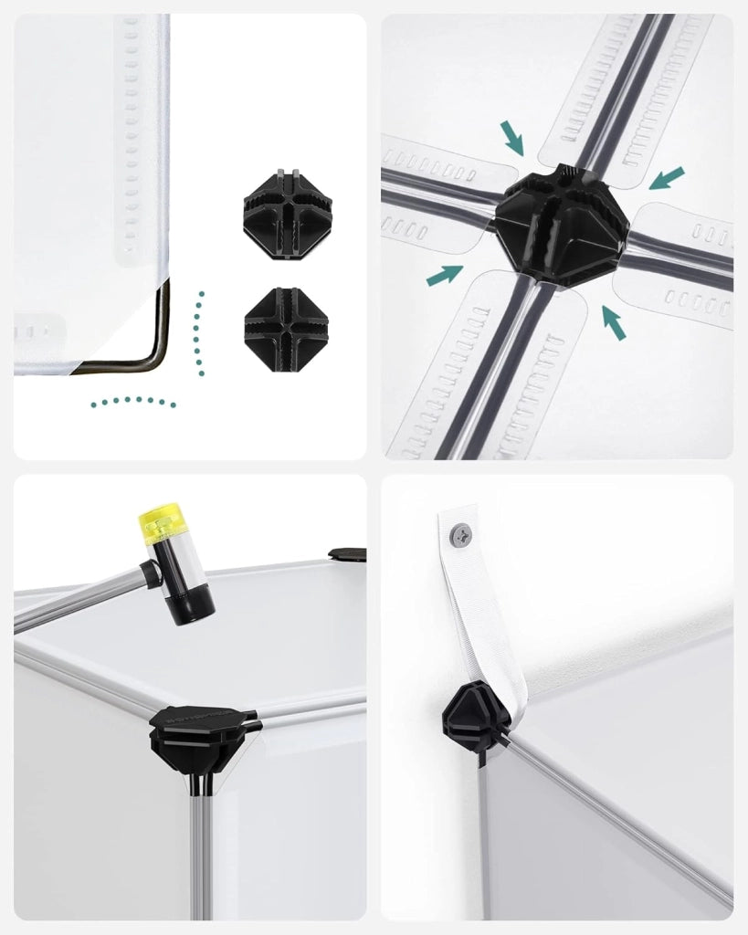 SONGMICS Armadio a 16 Cubi, Portaoggetti Organizzatore, Armadietto Mobiletto con Ante, per Abiti Scarpe Libri, Facile da Assemblare, Bianco LPC44BS