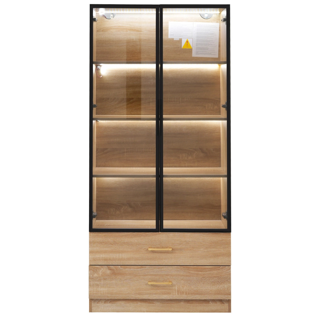 Mobile alto da bagno marrone in MDF con vetro temprato