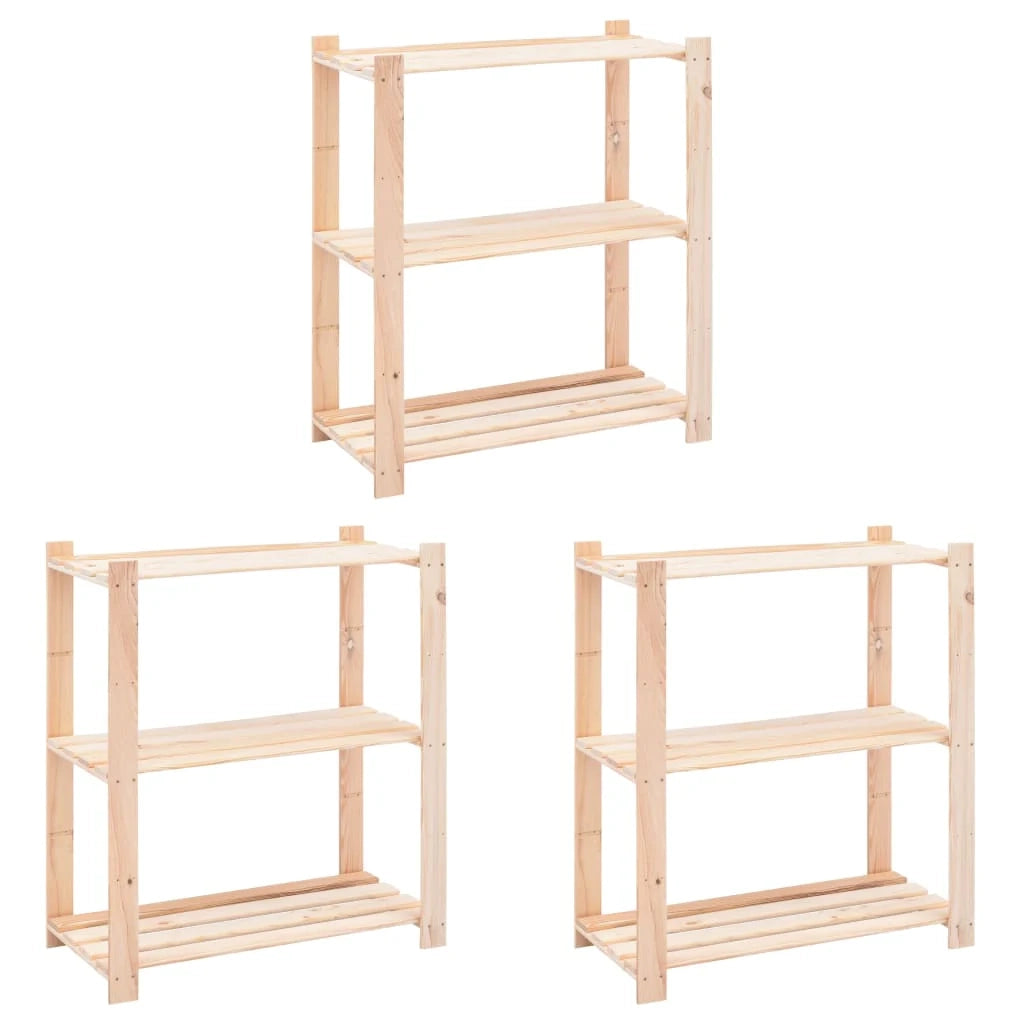 Scaffali portaoggetti a 3 livelli 3 pezzi 80 x 38 x 90 cm pino 150 kg beige 02_0045724