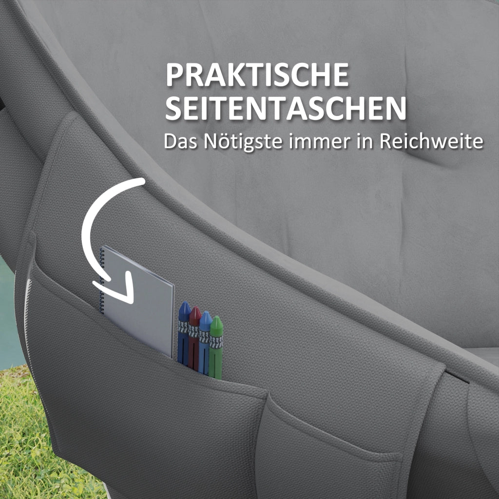 Sedia pieghevole ¨C zephmum ¨C imbottita, con tasche laterali, portatile, colore grigio scuro