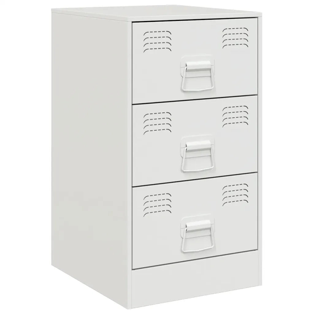 Comodino | Armadio da Notte | Mobiletto da notte Bianco 34,5x39x62 cm in Acciaio