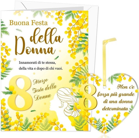 Set di Carte di Augurio per la Donna - Carte di Augurio con Busta - Carte di Augurio Blanco - Ornamenti Acrilici - Carte di Augurio di Felicitazione - Regalo per la Donna il 8 Marzo