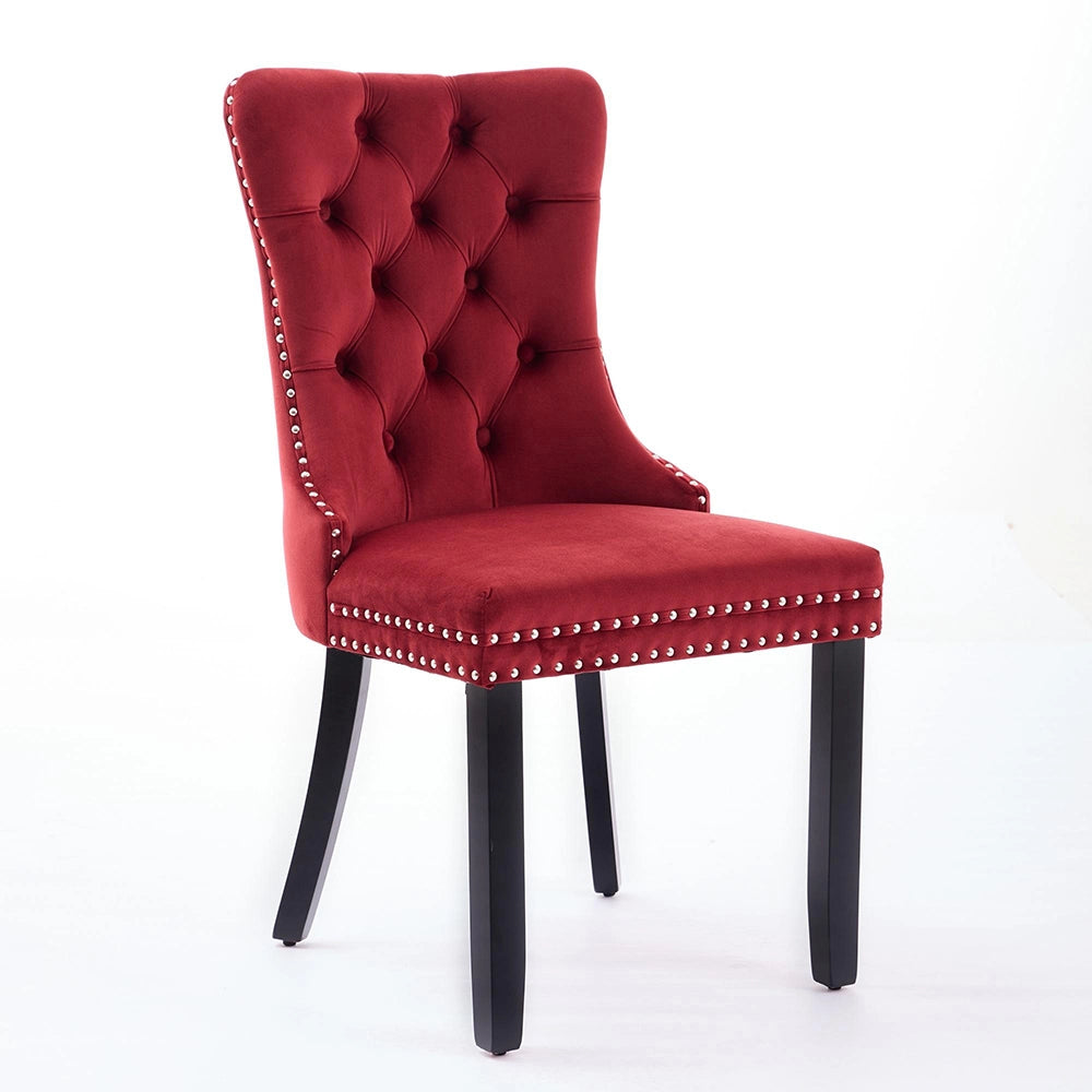 Set 2 sedie Nikki - Xylo - velluto bordeaux gambe legno