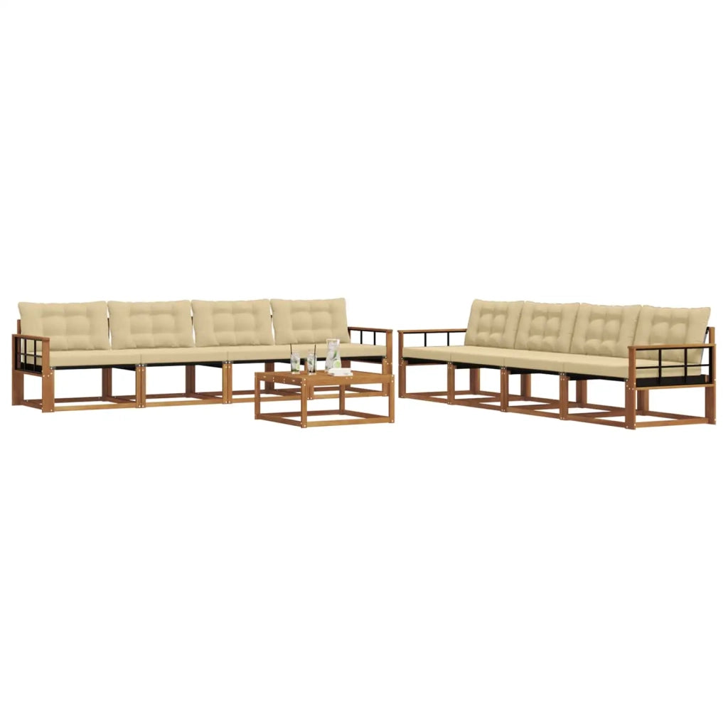Set di divani da esterno con cuscino 9 pcs Naturale e Beige