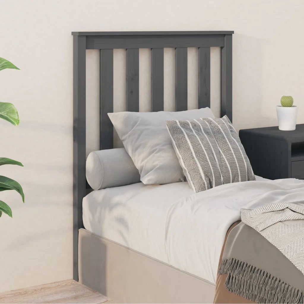 Testiera per Letto Grigia 81x6x101 cm in Legno Massello di Pino 818497