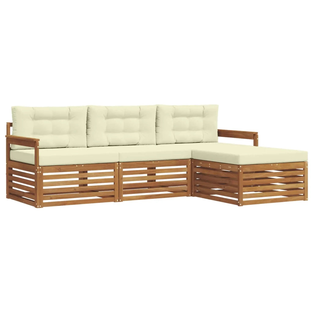 Set di divani da esterno con cuscino 4 pcs Naturale e Crema 3373245