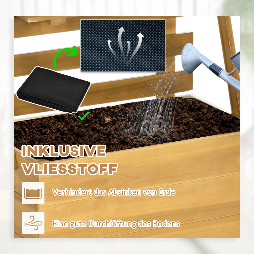 Letto da giardino con cassetti e traliccio ¨C zephmum ¨C 63x39x160 cm, legno massello, naturale