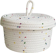 Piccolo Cassetto Tessuto con Coperchio - Contenitori Multifunzionali per Asciugamani - Bianco (18x12cm)