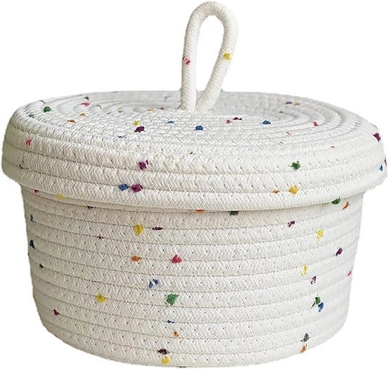 Piccolo Cassetto Tessuto con Coperchio - Contenitori Multifunzionali per Asciugamani - Bianco (18x12cm)