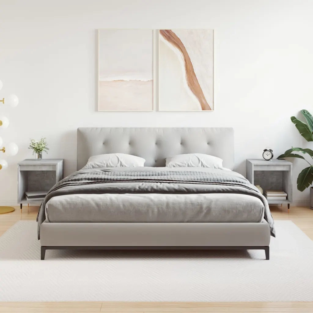 Comodini 2pz-Set di 2 Tavolino da notte Grigio Cemento 40x35x50 cm in Legno Multistrato 477147