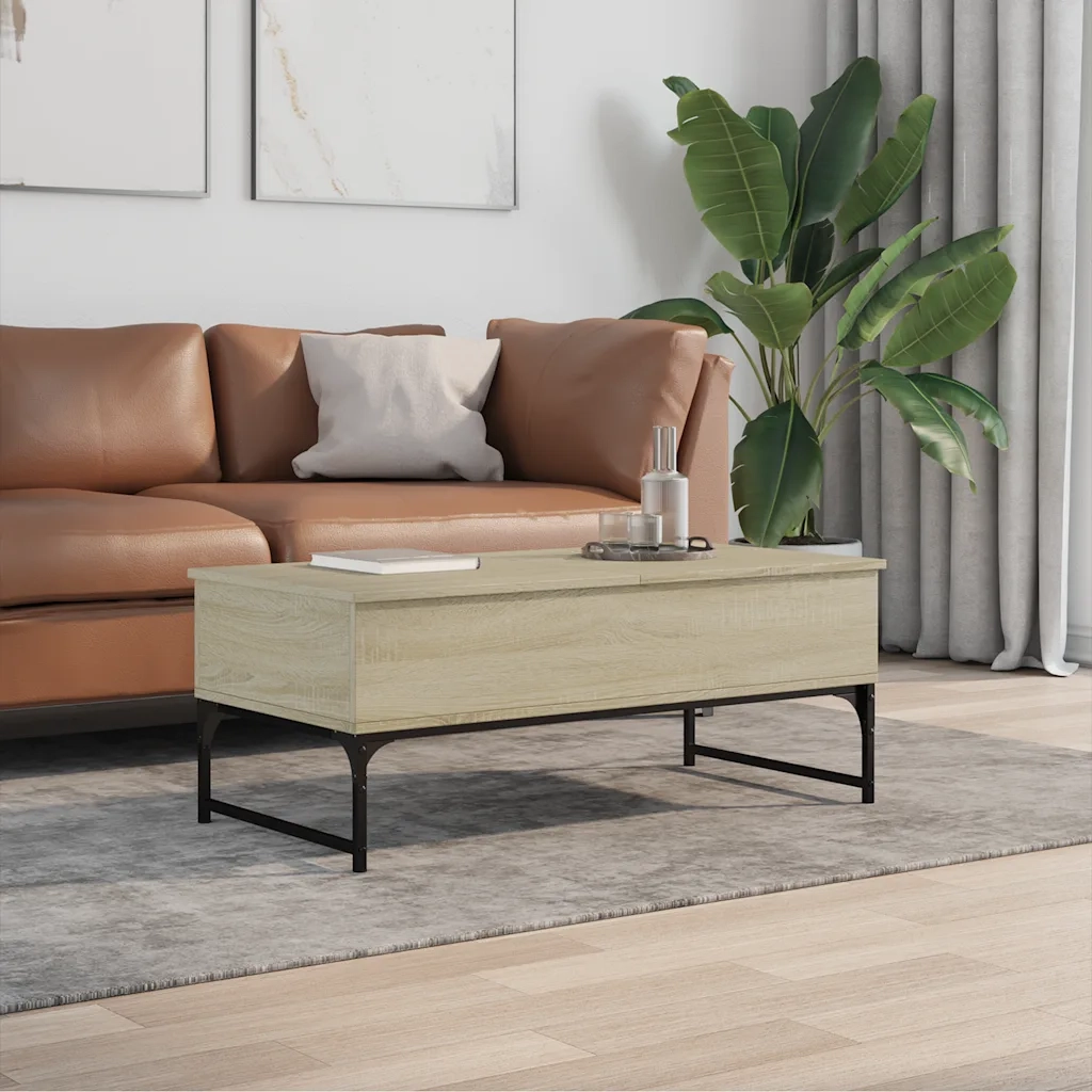 Tavolino Salotto Rovere Sonoma 100x50x40cm Multistrato Metallo 845377