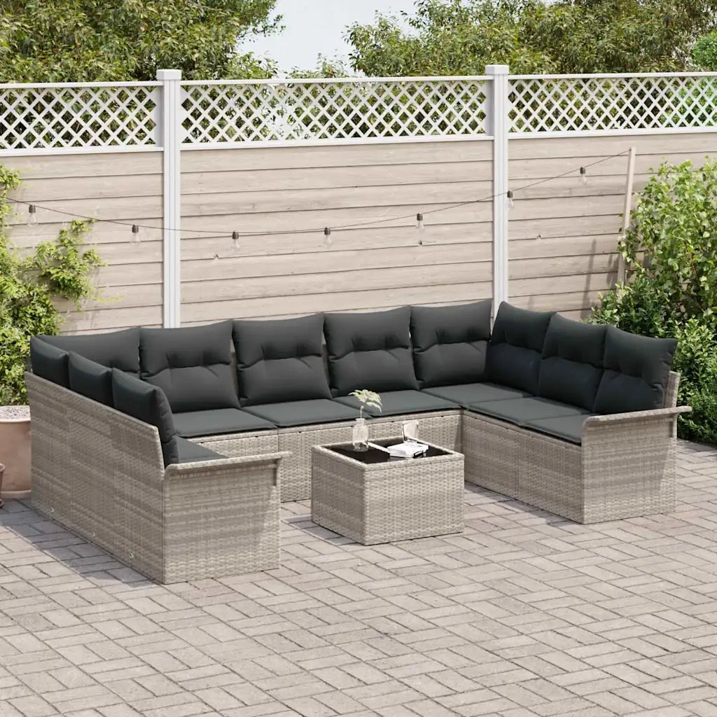 Set Divano da Giardino 10 pcs Grigio polyrattan 3354201