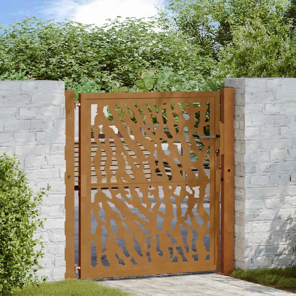 vidaXL Cancello da Giardino 105x105 cm Acciaio Corten Design a Traccia