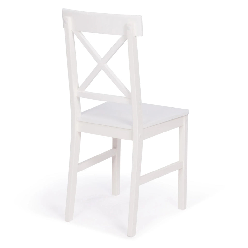 IDMarket - Set di 4 sedie da cucina SUZANNE in legno bianco con traverse