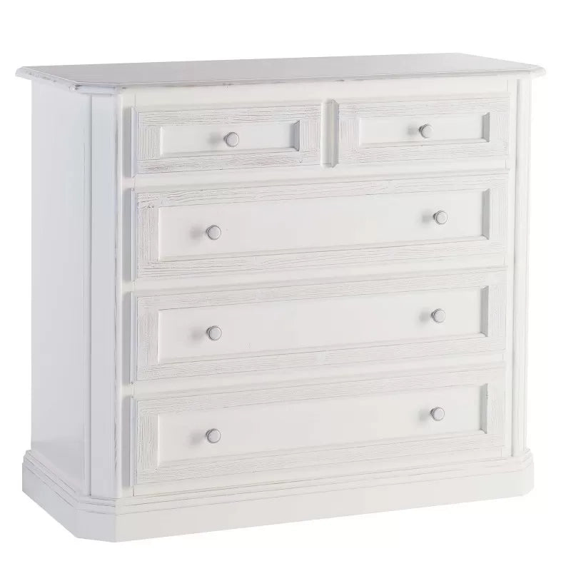Gruppo cassettiera e due comodini legno shabby bianco spazzolato - Mobili 2G