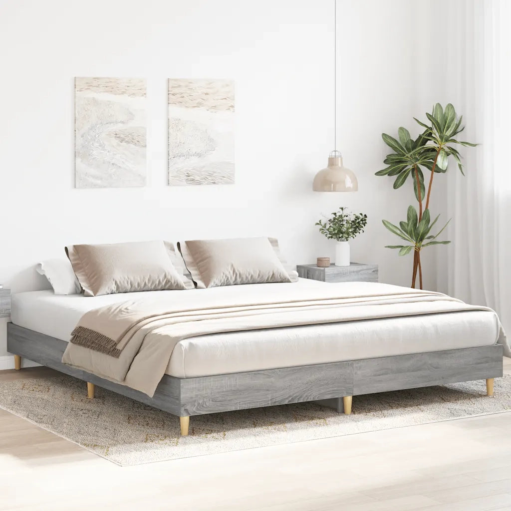 Letto matrimoniale | Letto per adulti | Giroletto senza Materasso Grigio Sonoma 180x200 cm Truciolato