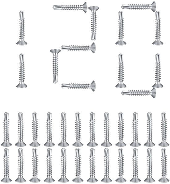 Viti a vitiello 120 pezzi - Viti a vitiello autoalimentanti - Testa a piatto - Testa a cuppola - Acciaio inossidabile - Argento - Progettazione sicura e estetica - Viti in acciaio