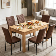 Set di 4 sedie da pranzo in similpelle marrone scuro