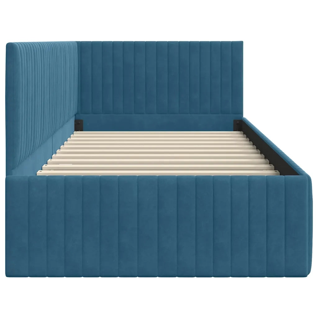 Cornice del letto ad angolo Blu 90 cm x 190 cm Velluto 42016255