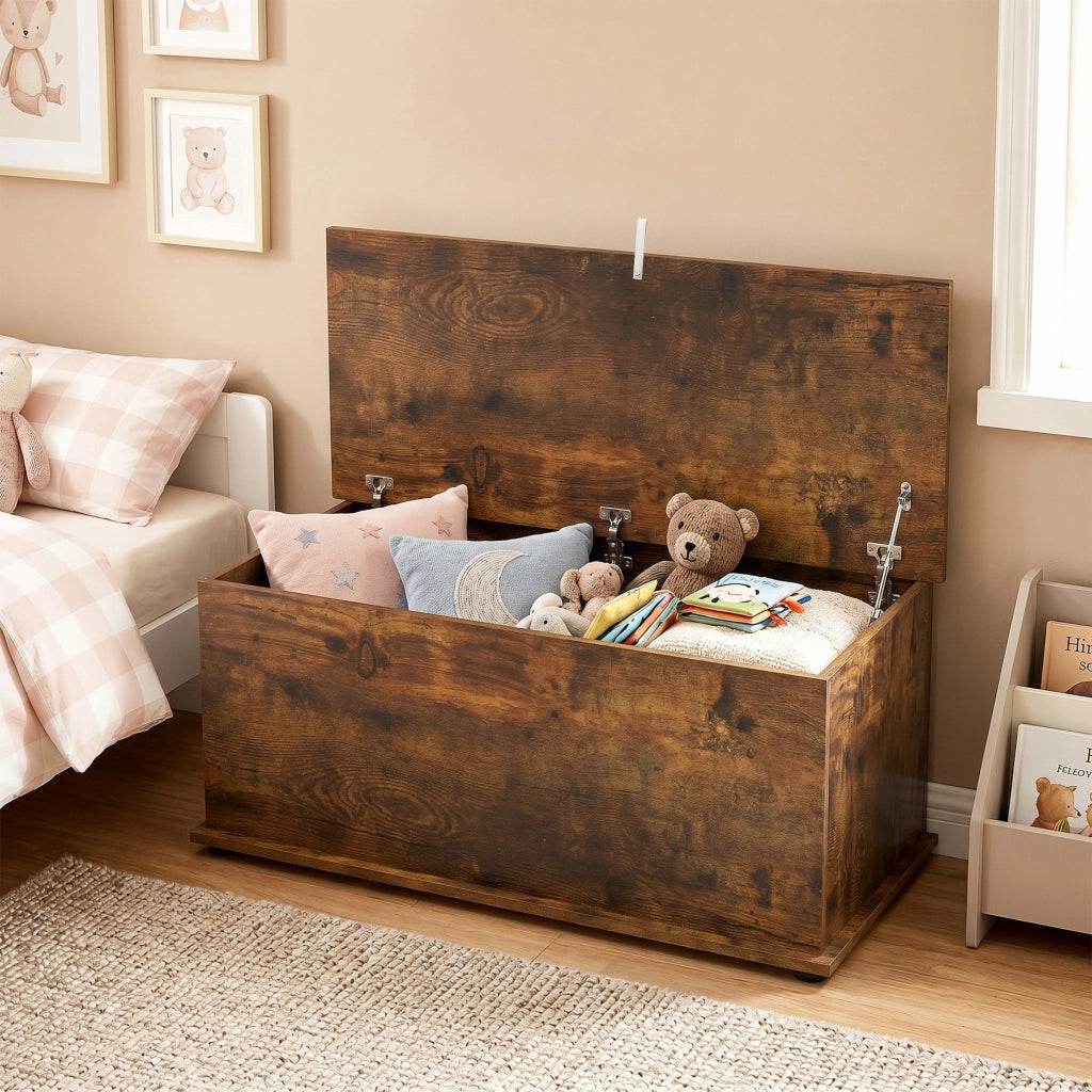 Panca Contenitore in Legno ¨C Zephmum ¨C 100x40x40 cm, Marrone