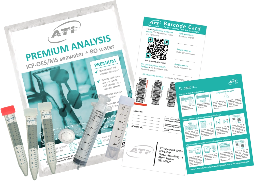 ATI PREMIUM Test ICP-OES/MS set da 3pz - Test di Laboratorio avanzato per Acqua Marina e osmotica