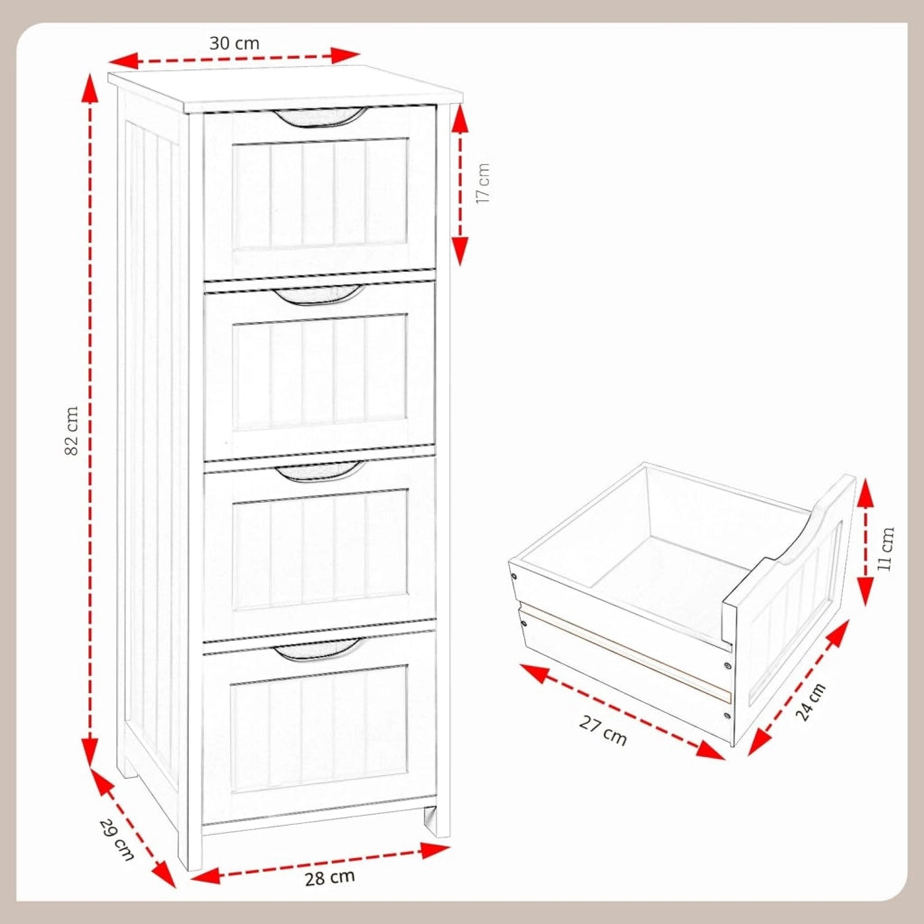 Armadio Bianco Armadietto da Bagno Mobile a Colonna Bagno a Terra Mobile Multiuso per la Casa 30x30x82 cm
