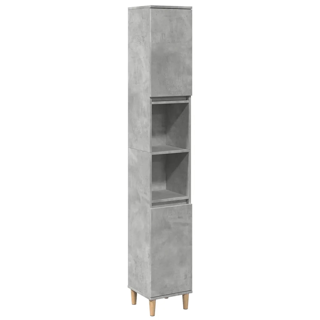 Armadietto Bagno Grigio Cemento 30x30x190 cm Legno Multistrato 857101