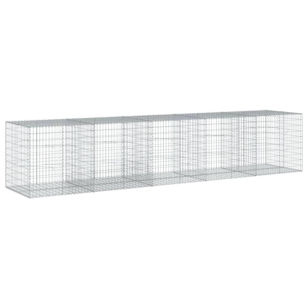 Gabbione recinto a gabbia muro di contenimento con coperchio 500 x 100 x 100 cm ferro zincato argento 02_0040169