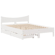 Letto matrimoniale | Letto per adulti | Giroletto con Cassetti Bianco 120x190 cm Legno Massello di Pino