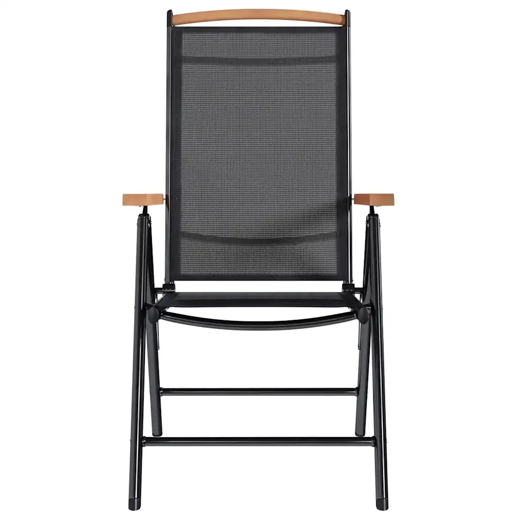 Sedie da Giardino Pieghevoli 4 pz in Alluminio e Textilene Nere cod mxl 5747