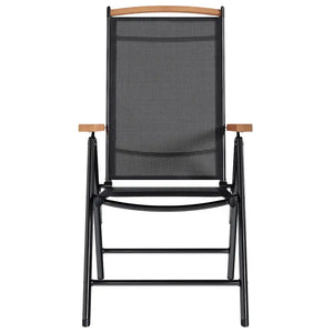 Sedie da Giardino Pieghevoli 4 pz in Alluminio e Textilene Nere cod mxl 5747