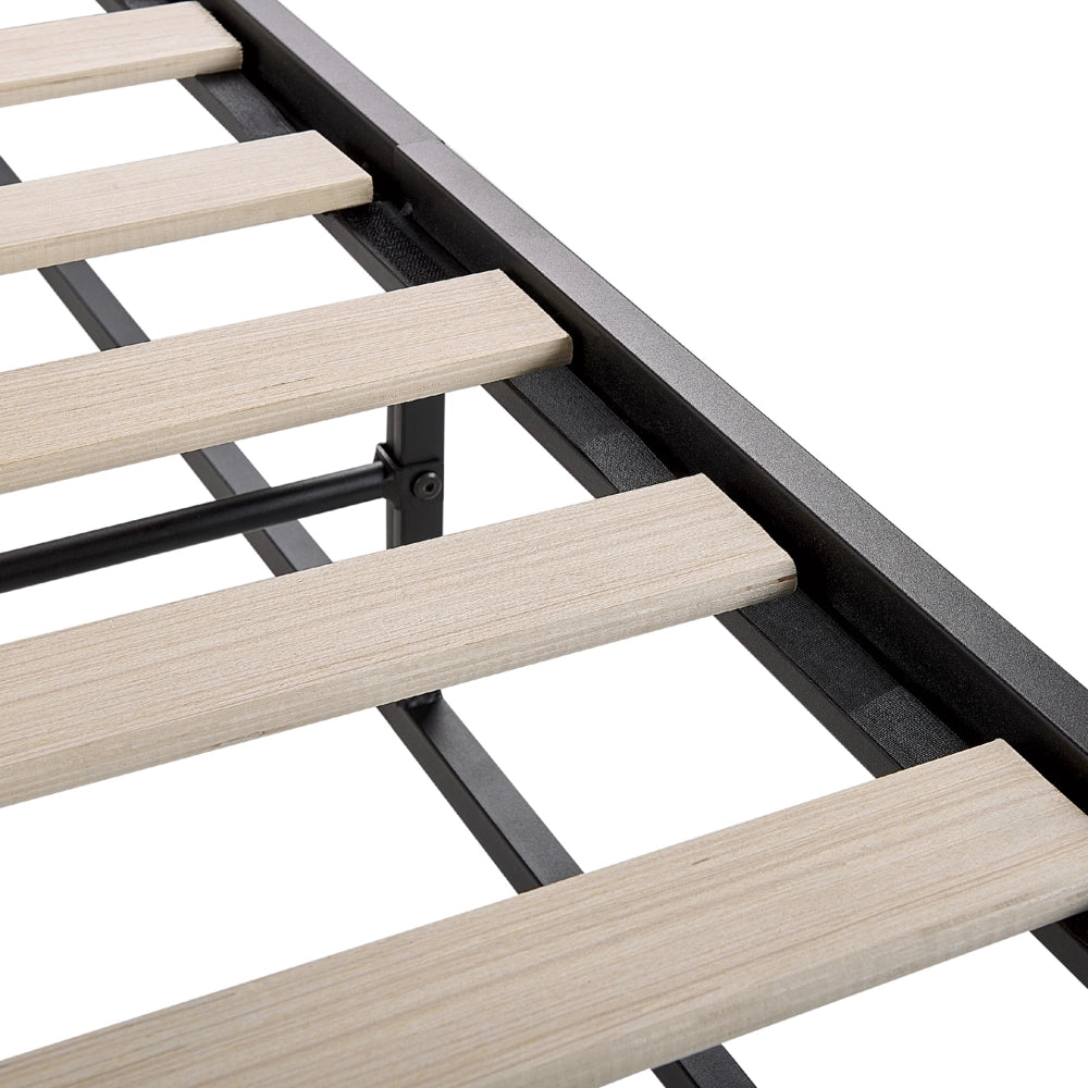 Letto Nero Metallo EU Doppio 140 x 200 cm Stile moderno industriale Doghe incorporate senza poggiatesta