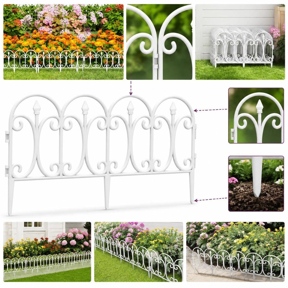 Lawn Edging, 17 Pieces, White, 10 M, PP