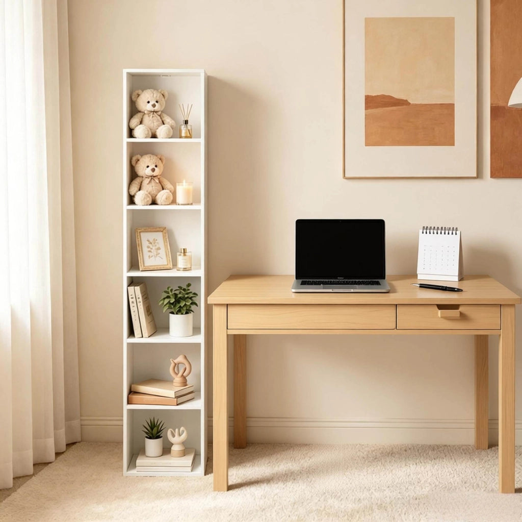 Libreria cubica alta 30x24x158，4 cm bianca in MDF e truciolato
