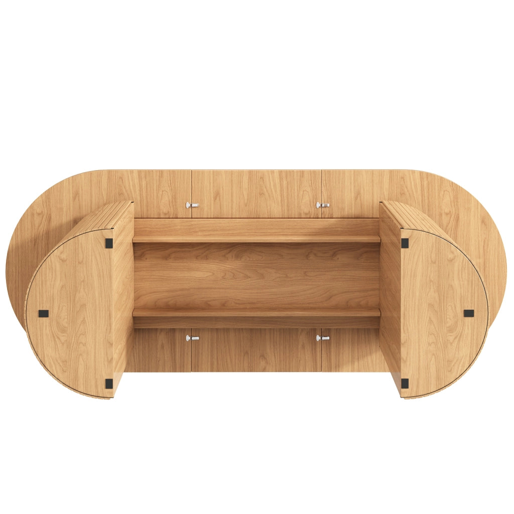 Tavolo da pranzo allungabile con vano portaoggetti nascosto, in MDF, per cucina e soggiorno, naturale 120-160 × 80 × 76 cm
