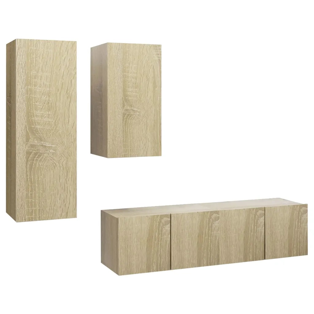 Set di Mobili Porta TV 4 pz Rovere Sonoma in Legno Multistrato 3079046