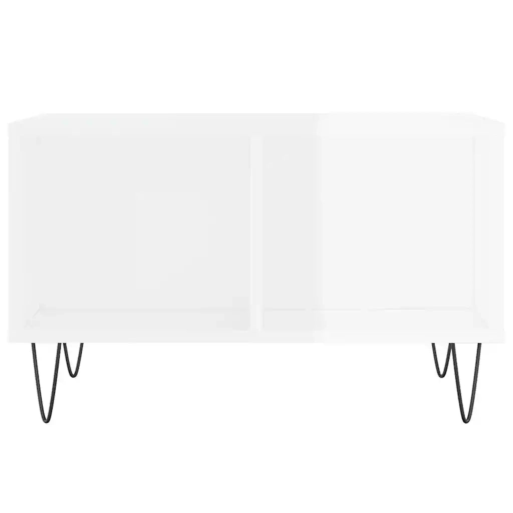 Tavolino Salotto Bianco Lucido 60x50x36,5 cm Legno Multistrato 830542