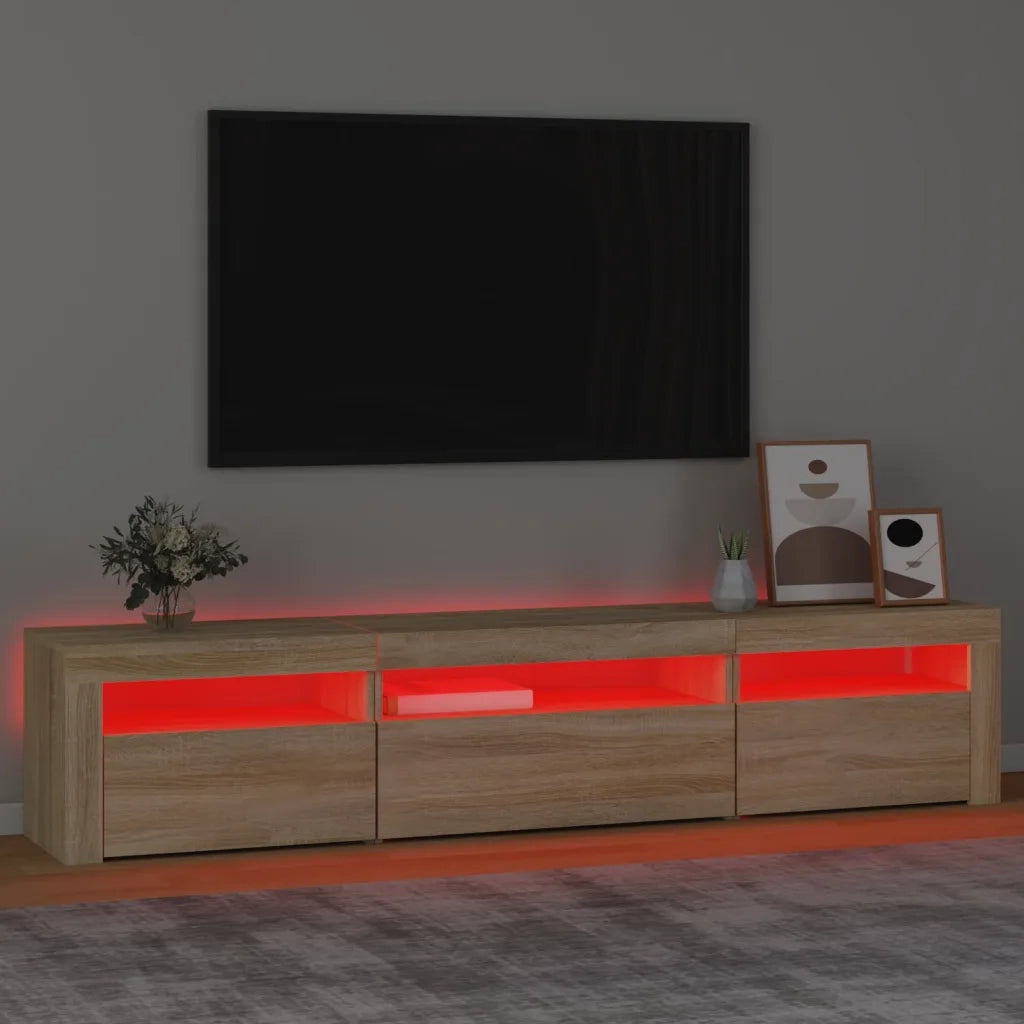 Mobile Porta TV con Luci LED Rovere Sonoma 195x35x40 cm cod mxl 11624