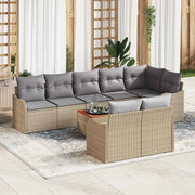 Set Divano da Giardino 9 pcs Beige e Grigio Chiaro polyrattan